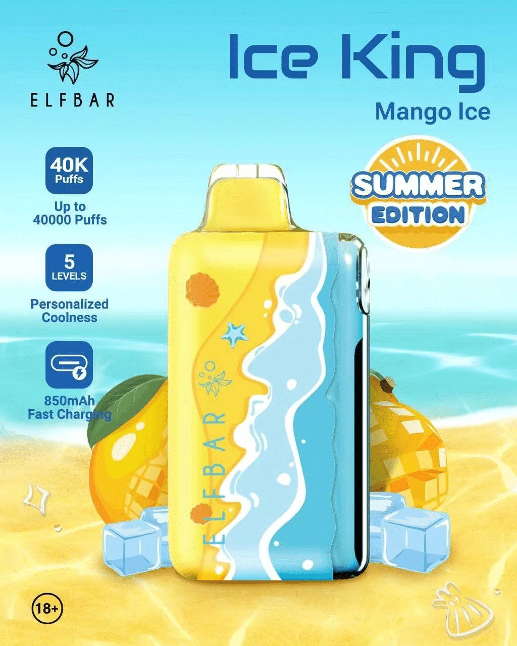 Elfbar Ice King มะม่วงเย็น – 40000 Puffs - 1390 บาท
