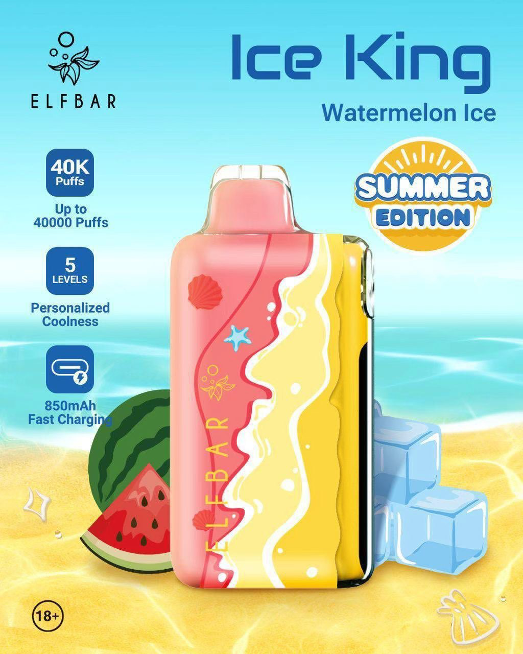 Elfbar Ice King แตงโมเย็น – 40000 Puffs - 1390 บาท