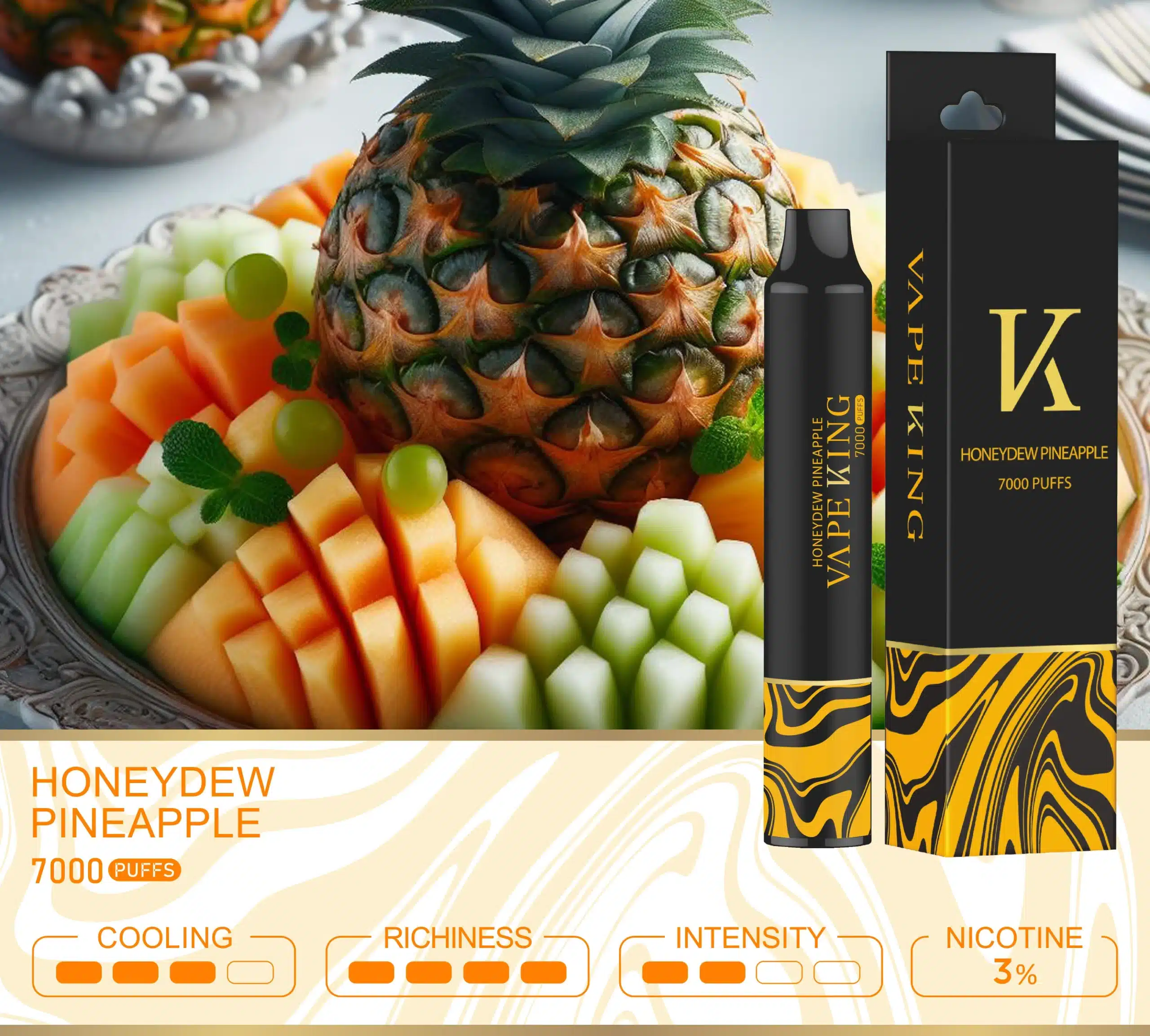 Vape King เมล่อน สัปปะรด – 7000 Puffs - 370 บาท