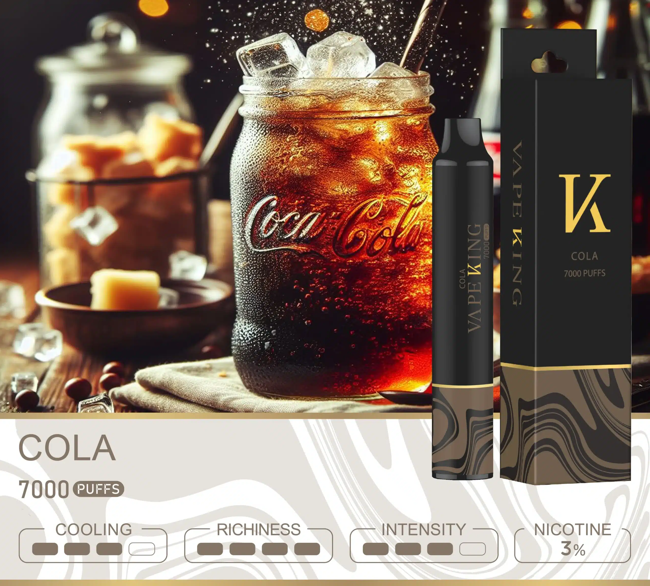Vape King โคล่า – 7000 Puffs - 370 บาท