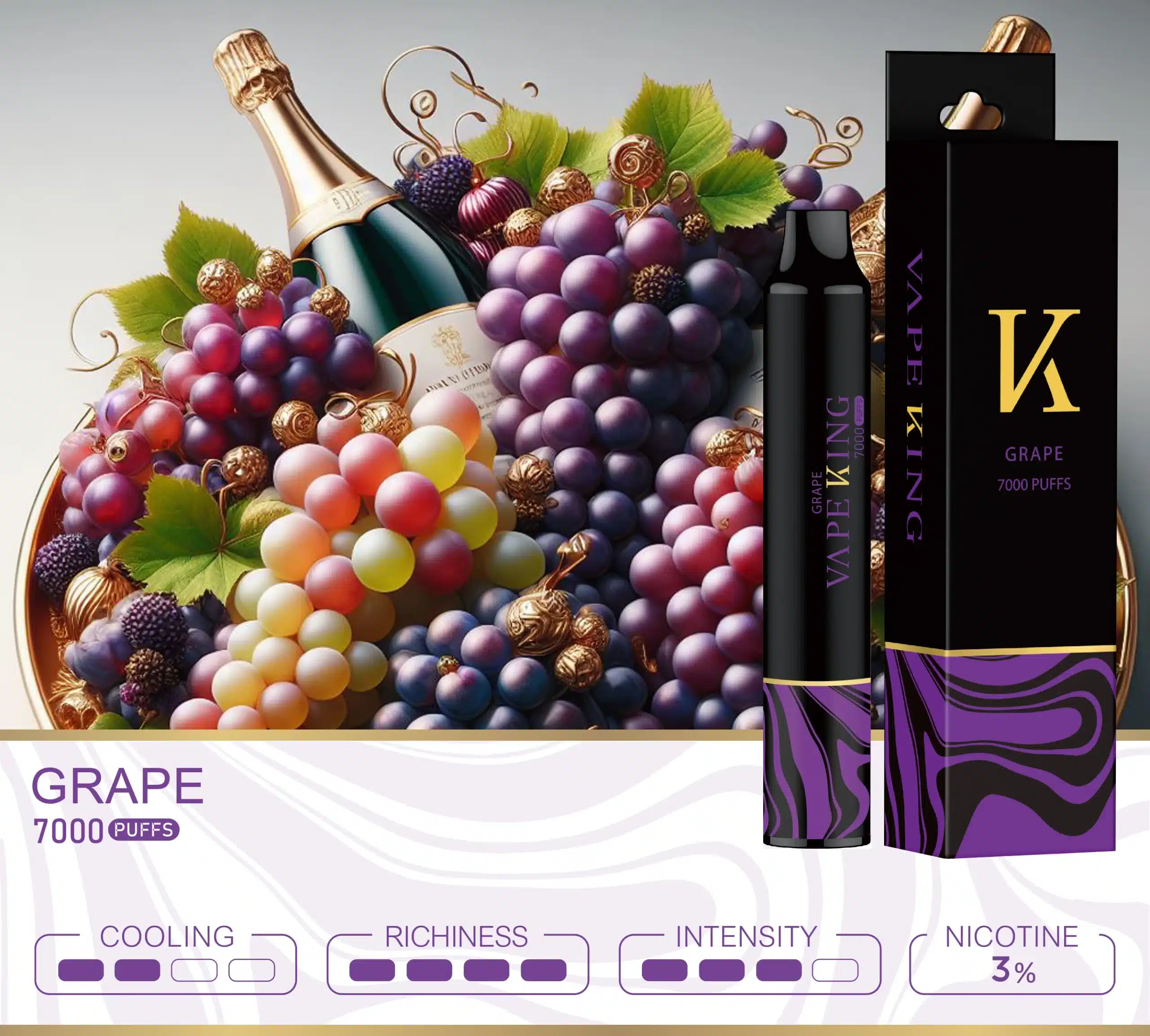 Vape King องุ่น – 7000 Puffs - 370 บาท