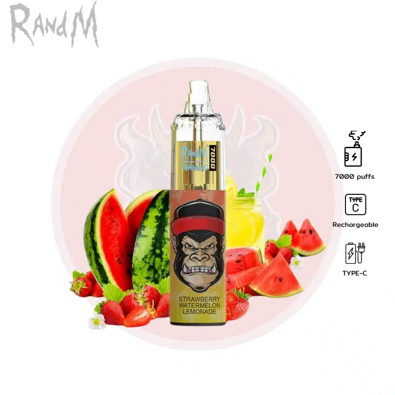 Randm 7000 Puffs สตรอเบอร์รี่ แตงโม มะนาว - 390 บาท