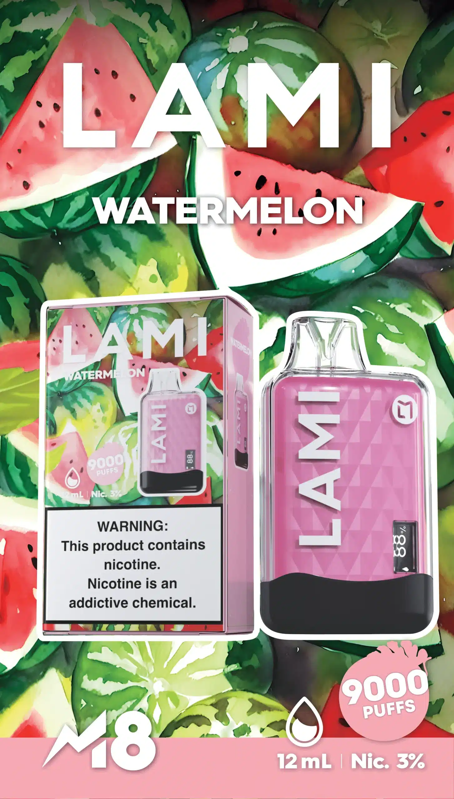 LAMI แตงโม – 9000 Puffs - 390 บาท