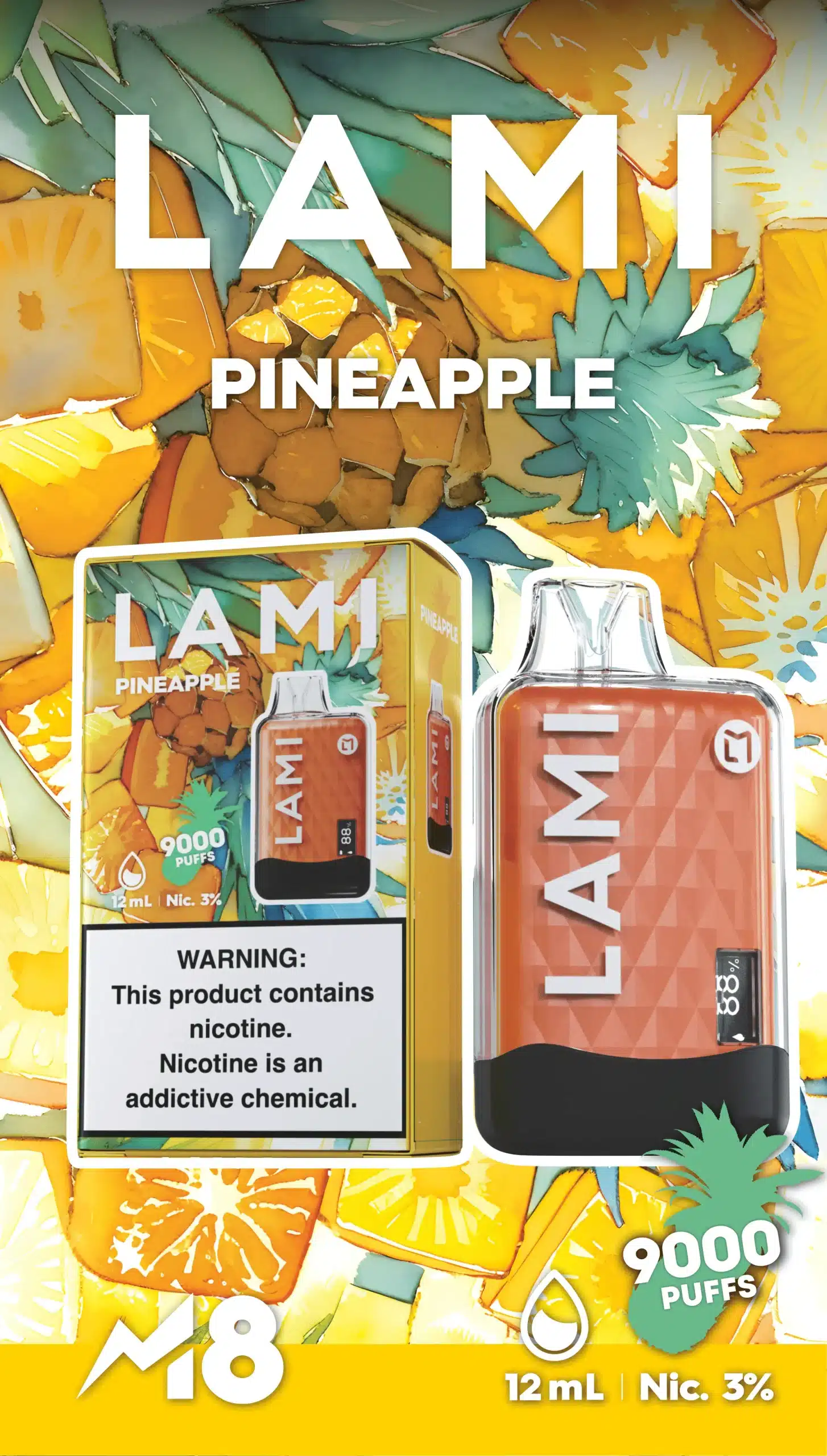 LAMI สัปปะรด – 9000 Puffs - 390 บาท
