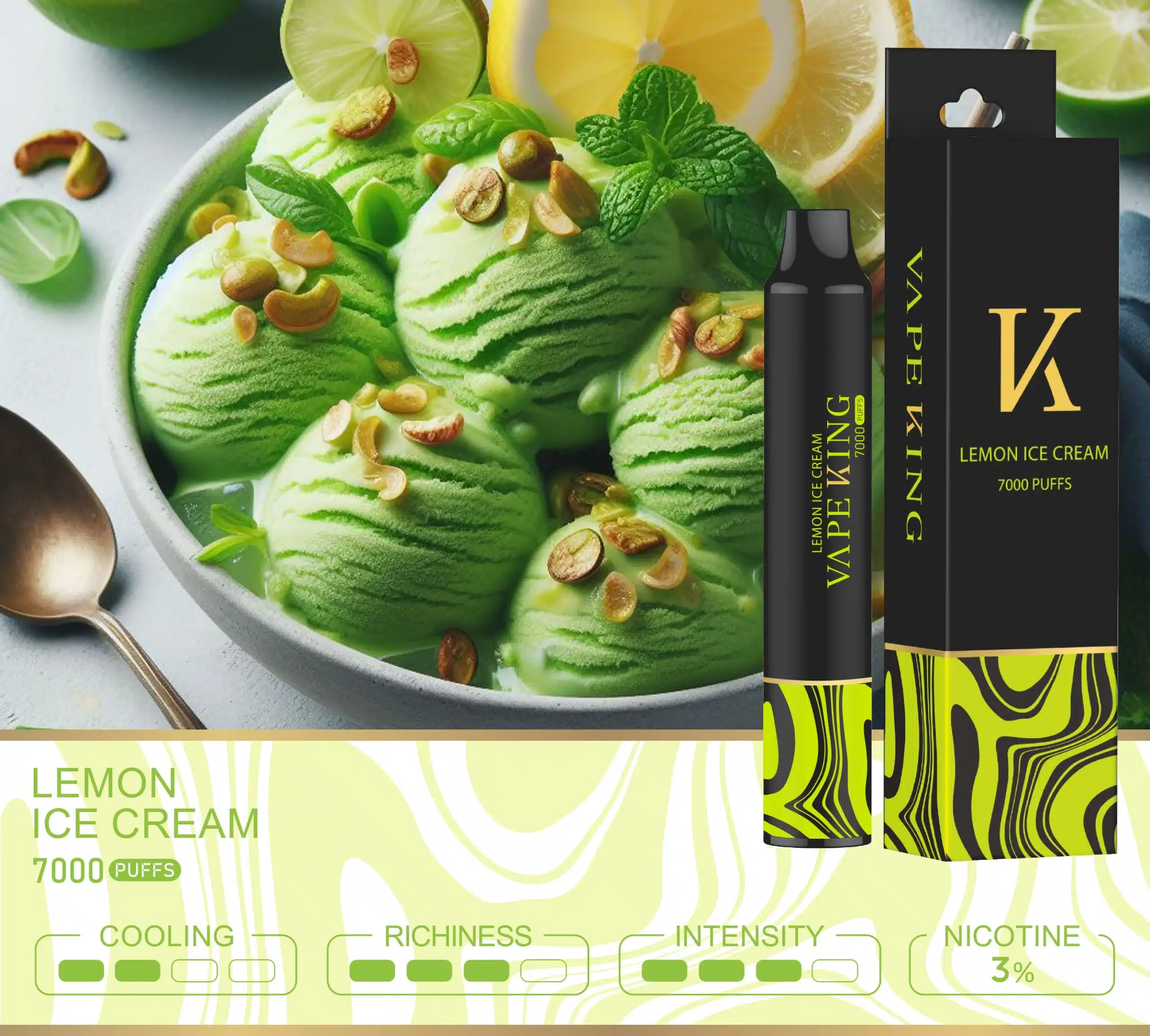 Vape King ไอศกรีม มะนาว – 7000 Puffs - 370 บาท