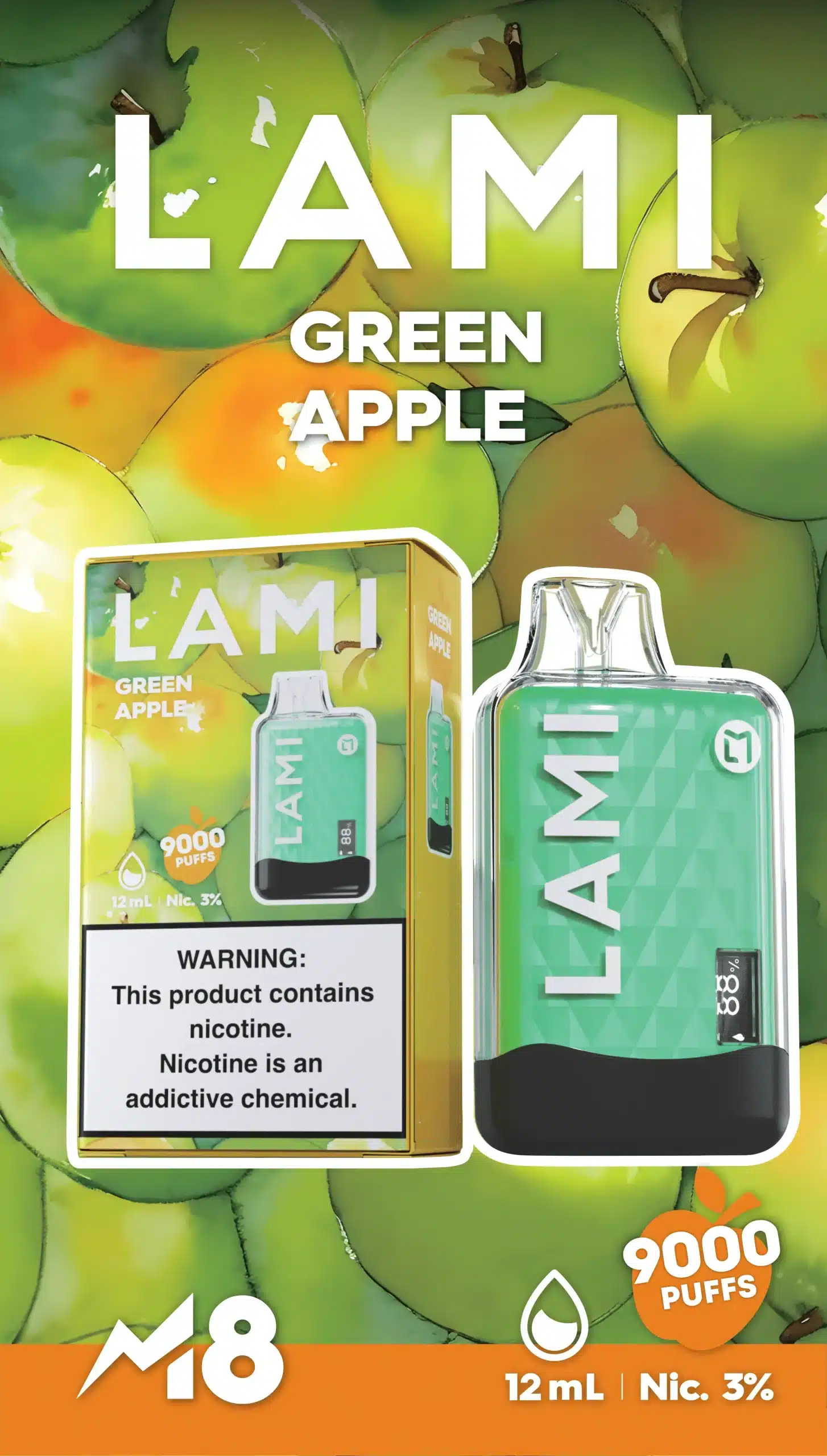 LAMI แอปเปิลเขียว – 9000 Puffs - 390 บาท