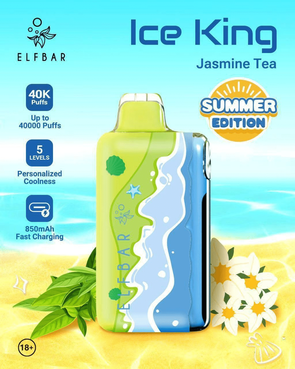 Elfbar Ice King ชามะลิ – 40000 Puffs - 1390 บาท