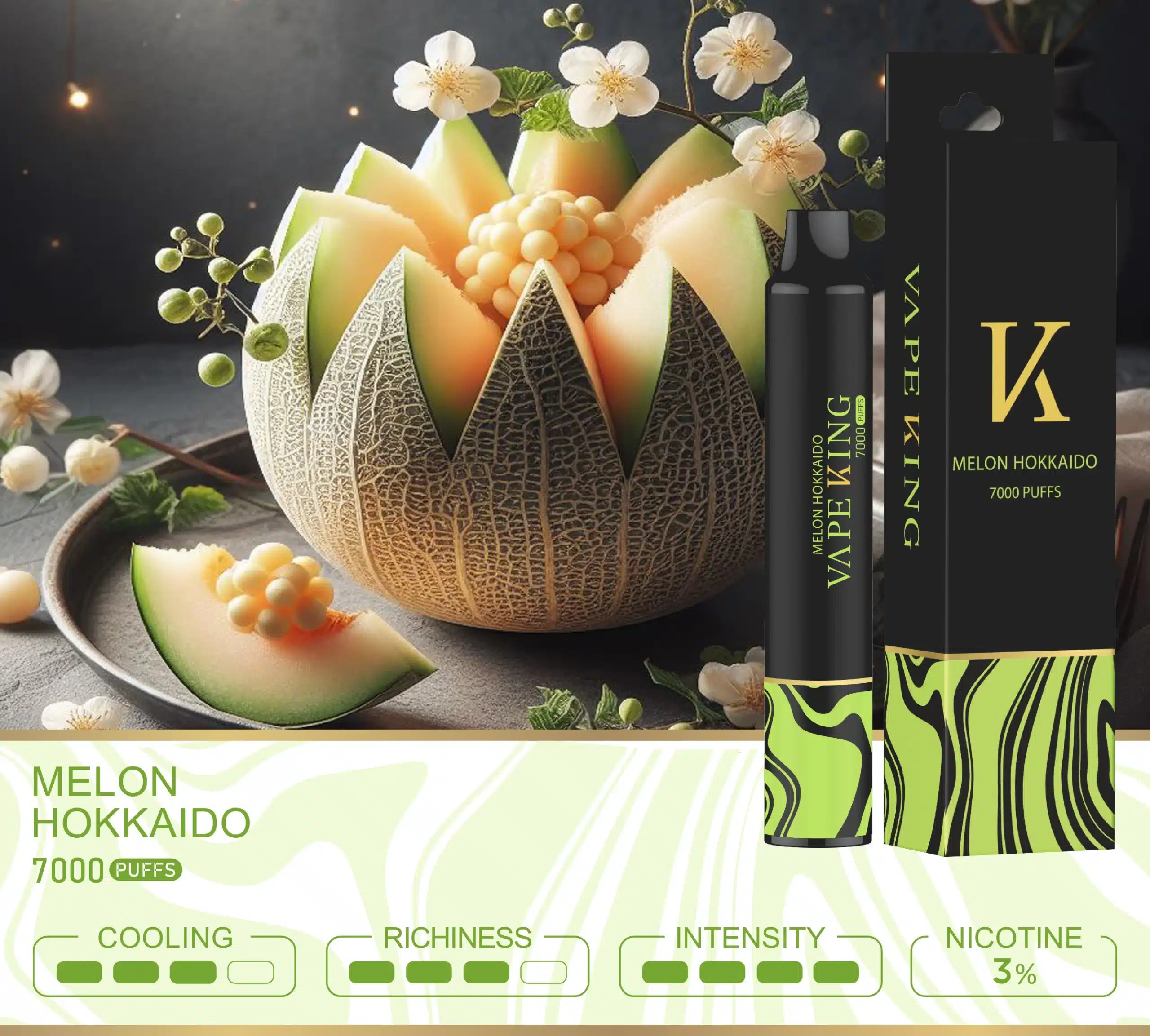 Vape King เมล่อน – 7000 Puffs - 370 บาท